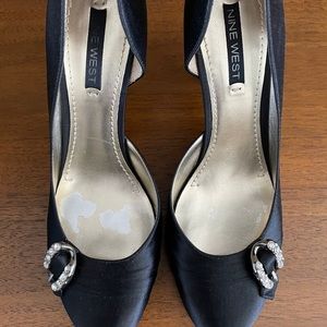 Nine West Black Satin Heels